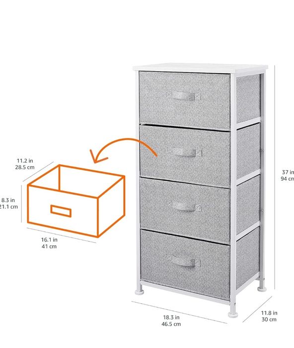 Organizer z 4-szufladami do szafy, biało szary