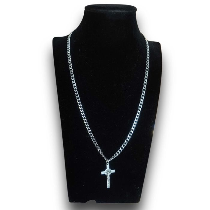 Naszyjnik pancerka 55 cm 5 mm + krzyżyk 3,8×2,2 cm stal szlachetna