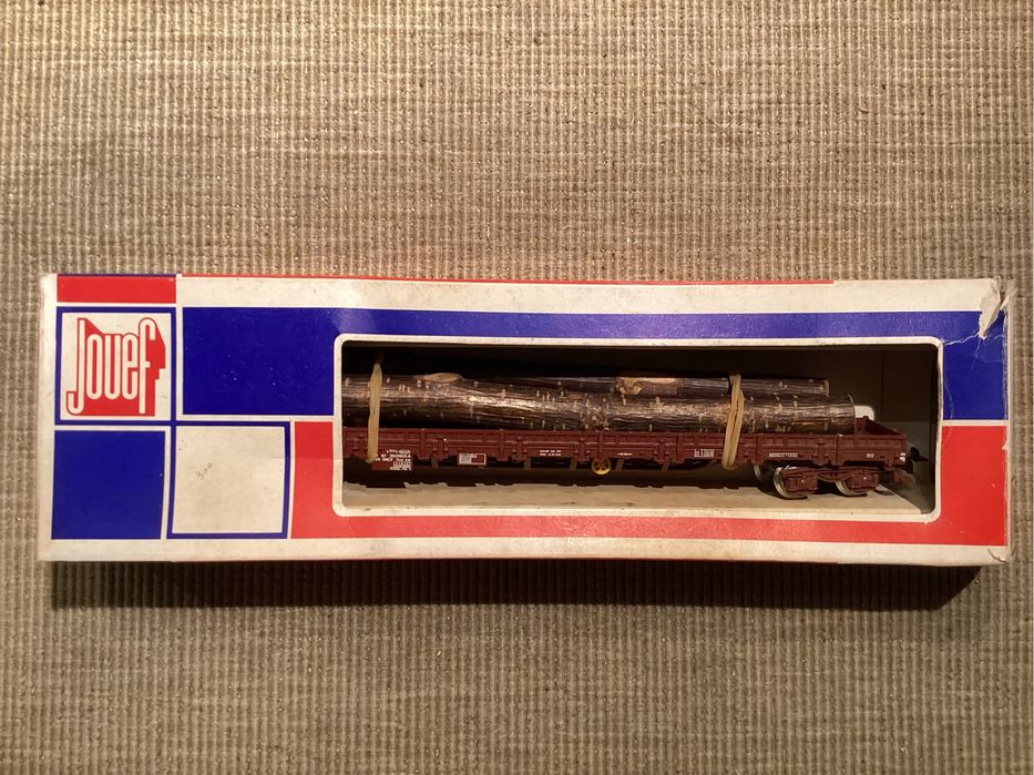 JOUEF comboio Vagão comprido de transporte de troncos. Com defeitos