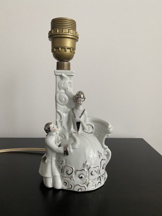 Porcelanowa Lampa Figurka Para Vintage Retro Antyk