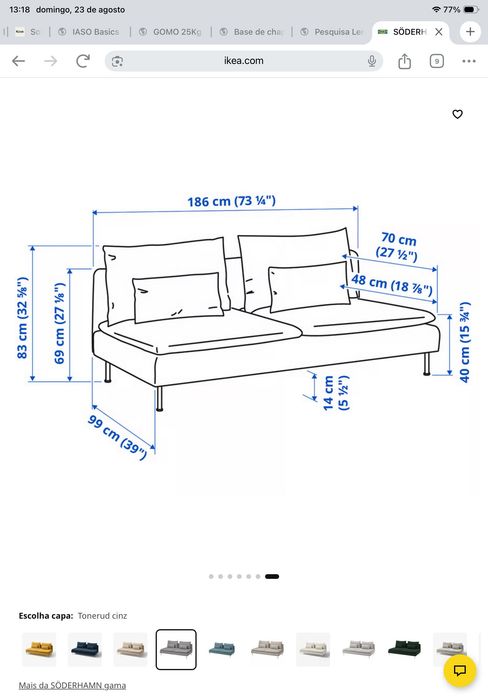 Sofá Modular Cinzento com 9 Lugares