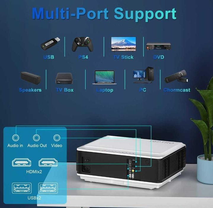 Projetor led 9000 lumens + WiFi + Bluetooth + YouTube + 1080P