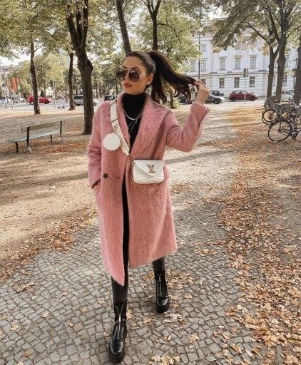 ZARA wełniany płaszcz wełna  75% różowy pudrowy oversize  S