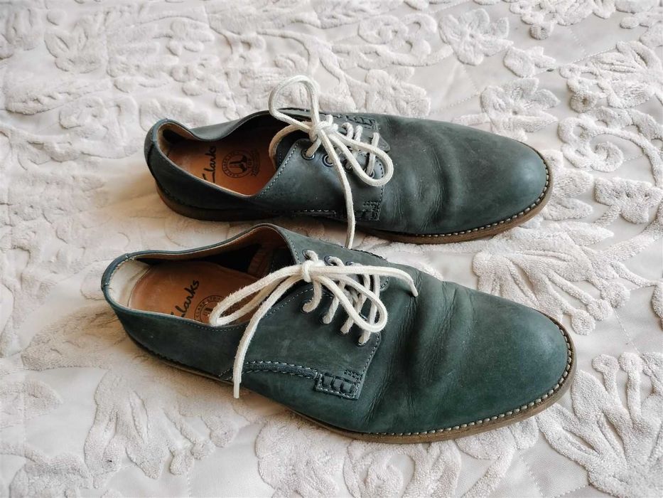 Półbuty Clarks, rozm.42/27cm, skóra, niebieskie, stan BDB