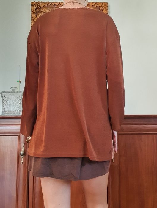 Brązowa bluzka na długi rękaw vintage