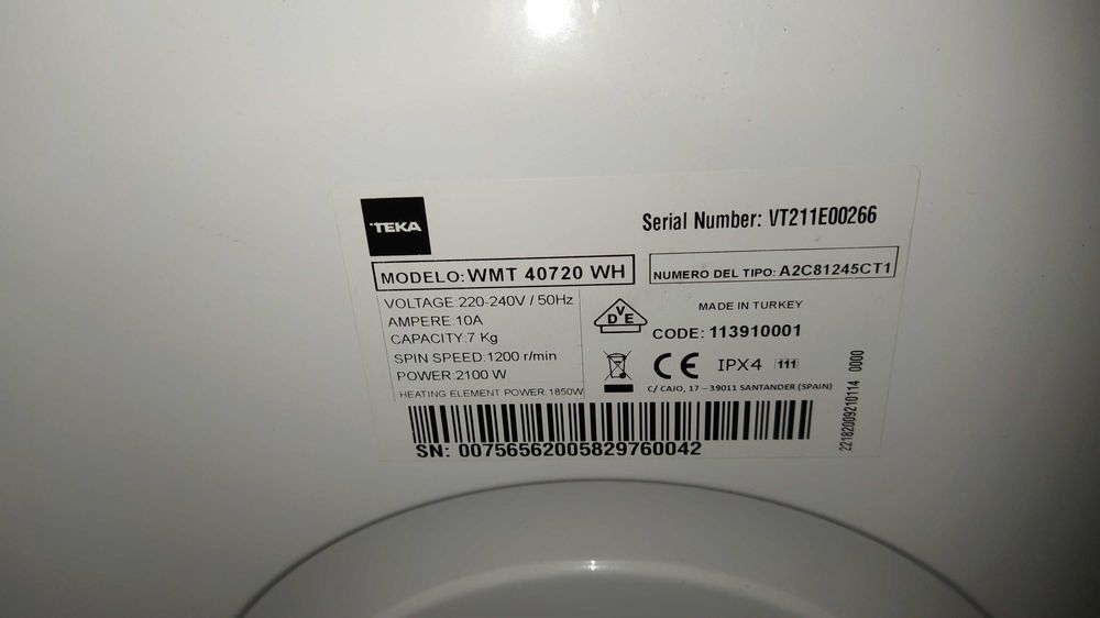 Máquina de lavar roupa teka 1200rpm como nova