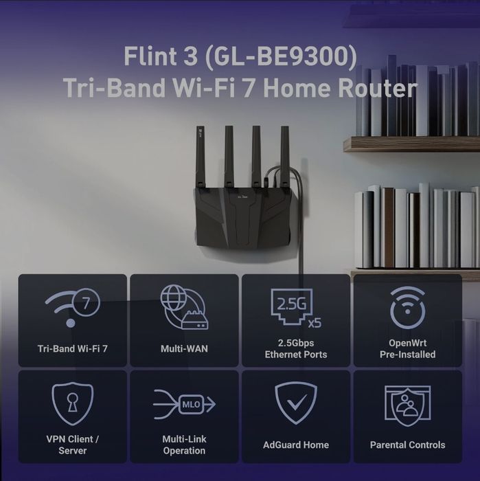 Роутер GL.iNet Flint 3! Новинка 2025! Wifi 7 BE9300