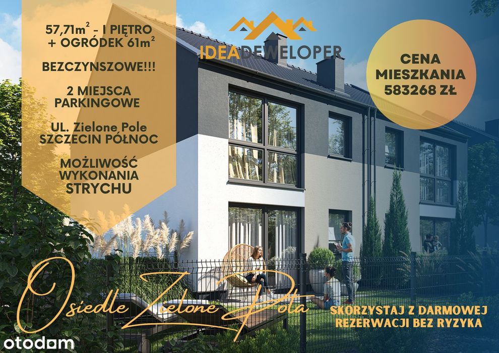BEZCZYNSZOWE*57,71m2*Ogródek61m2*I piętro*2parkingi*DARMOWA REZERWACJA