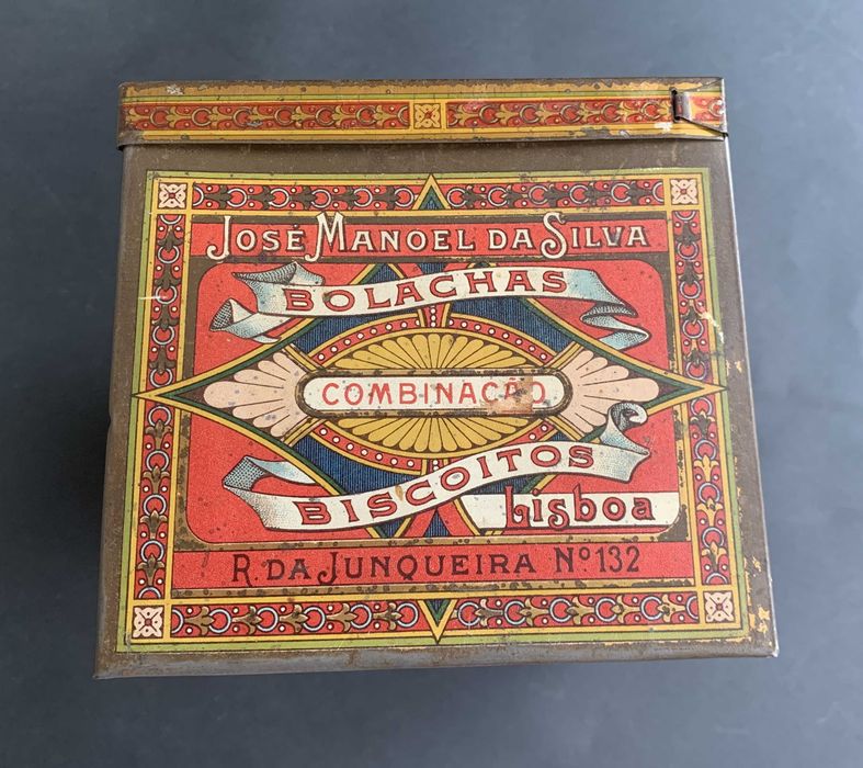 Caixa de bolachas, rara, portuguesa - finais séc. XIX