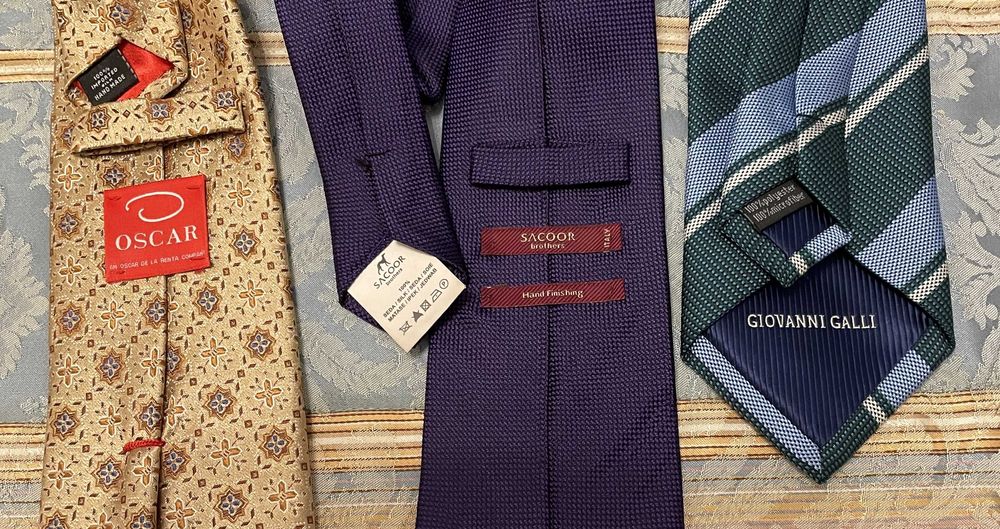 Conjunto 3 gravatas seda marcas Oscar, Sacoor e Giovanni Galli