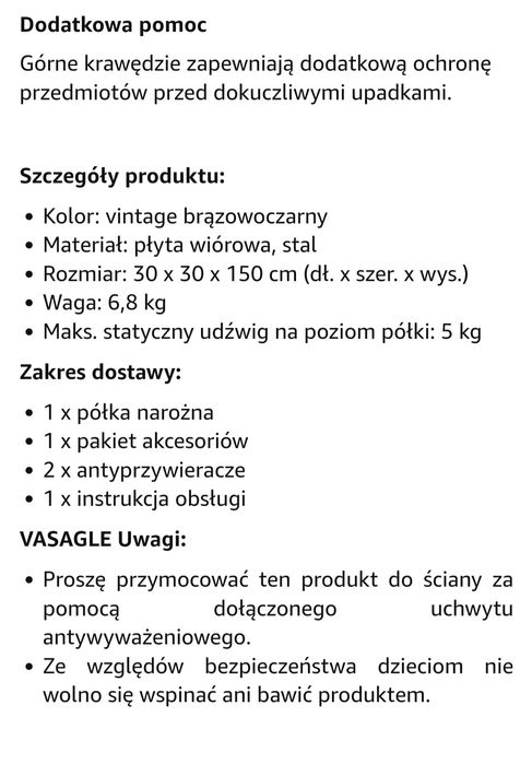 Regal narożny 150x30