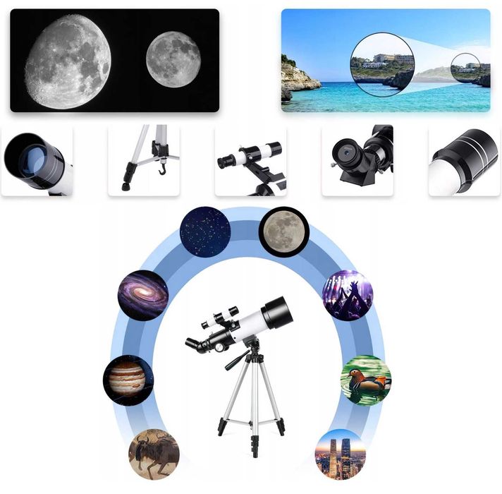 Teleskop Astronomiczny LUNETA 70mm Uchwyt n Smartfon Statyw na Prezent
