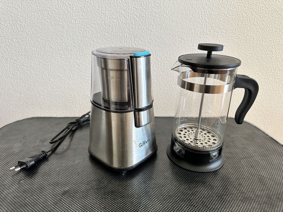Kit Café: Prensa Francesa + Moinho elétrico Qilive