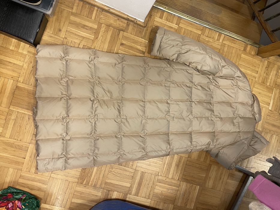Plaszcz maxi puchowy naturalny XXL bezowy