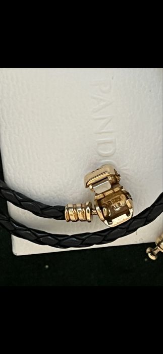 Pandora bransoletka rzemyk, złoto 585