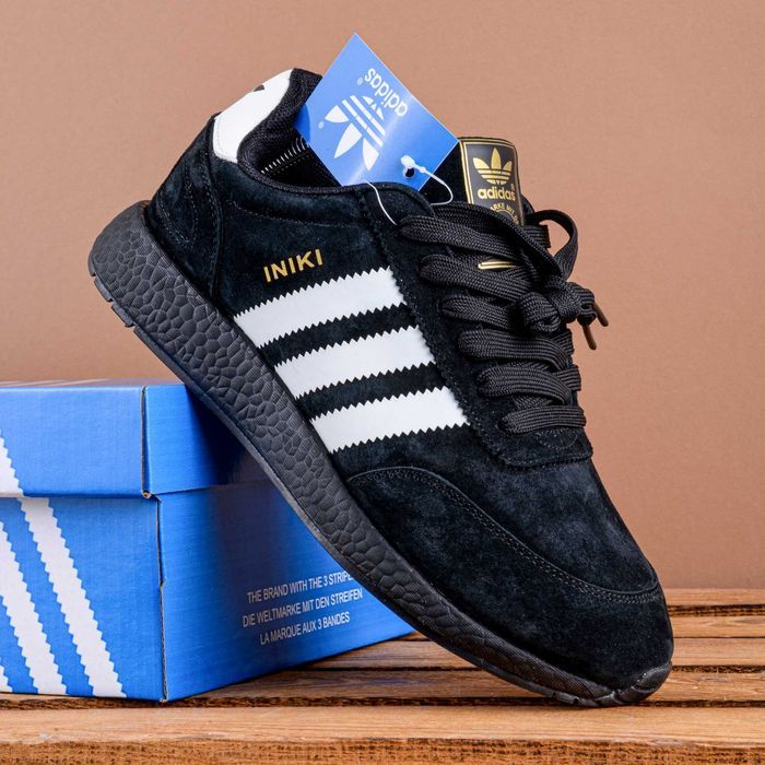 (1806) Кросівки Adidas Iniki замшеві чорні (з 36 по 44) адідас