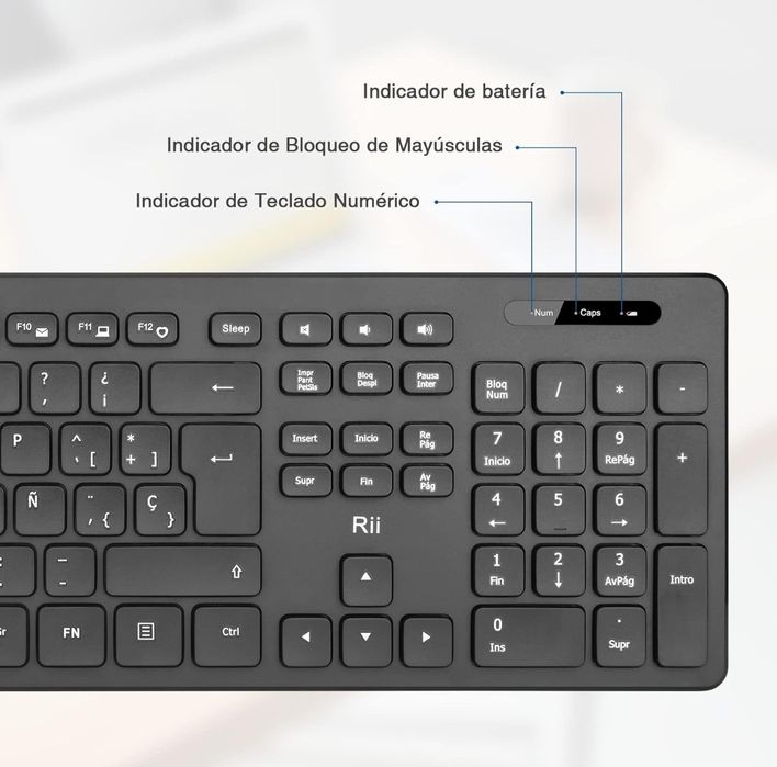 Teclado e rato sem fio - RII k200 - Novo