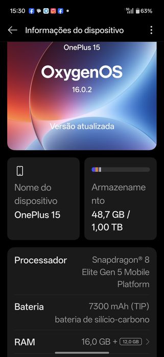 Vendo/troco Oneplus 15 16/1Tb com garantia