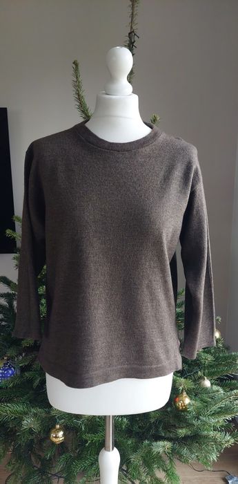 Brązowy sweterek r.S wełna + jedwab + kaszmir