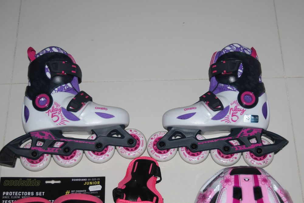ROLKI OXELO rozm.28-30 dla dziewczynki+kask +ochraniacze+śruby