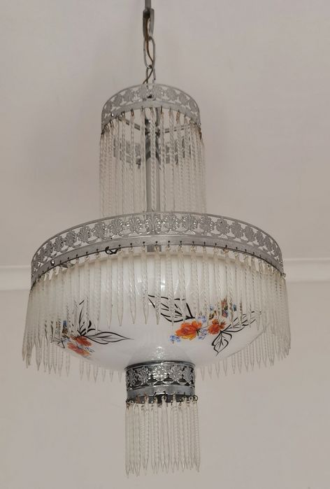 Candeeeiro de tecto em vidro antigo