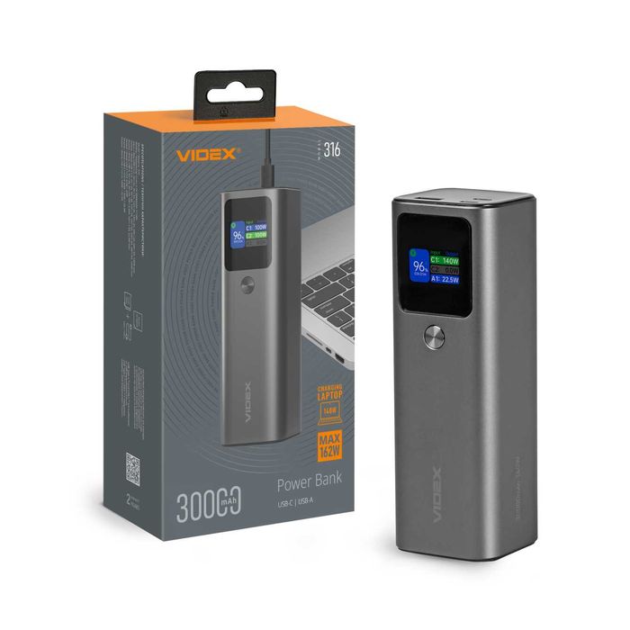 Повербанк 30000mAh VIDEX VPB-316 162W PD140W +Display