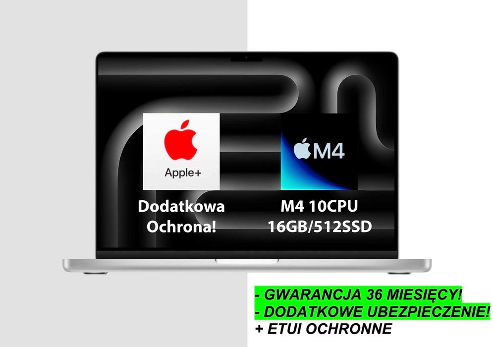 NOWY Apple MacBook Pro 14 M4 16GB RAM 512GB Silver PL | +DODATKI | RATY 0% | GW-3LATA! FV23%