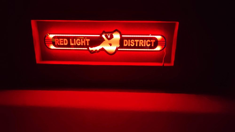 Red light district Lustro LED  na tylną ścianę TIR, łóżko D01-czerwony