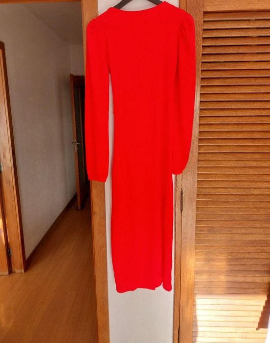 Vestido Midi Vermelho Cruzado Mango