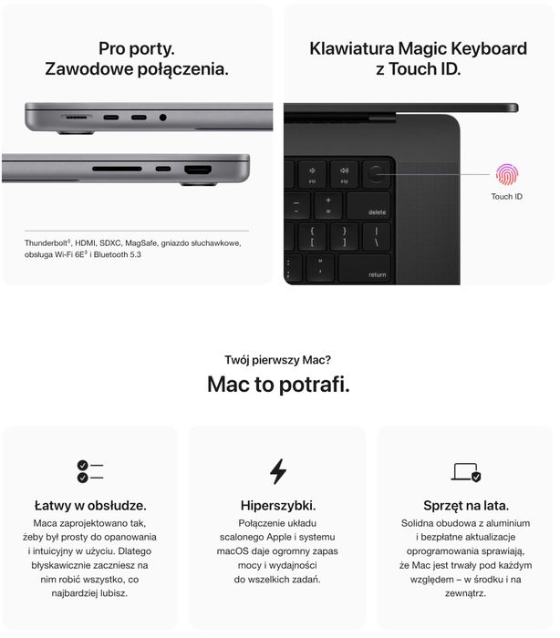 NOWY Apple MacBook Pro 14 1TB 16GB RAM M1 Pro +DODATKI GW-2LATA! FV23%