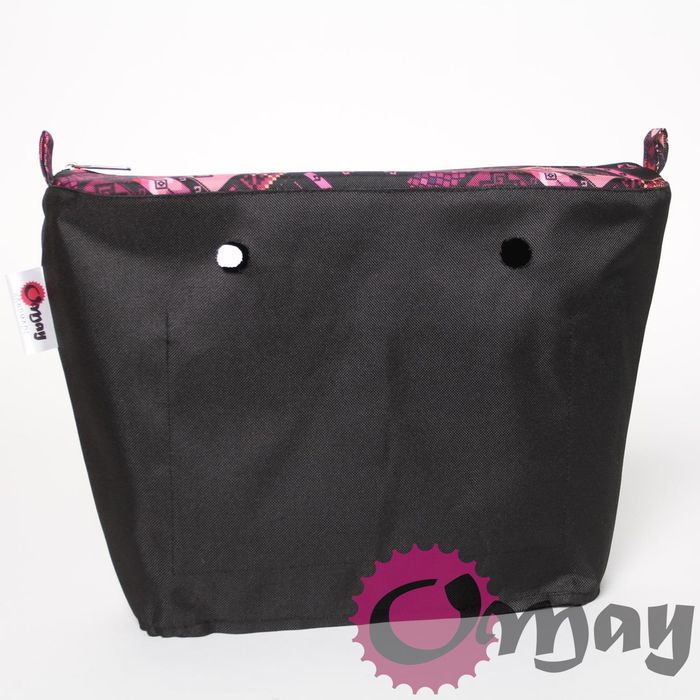 organizer OBAG MINI czarny mozaika różowa 2 kieszenie wkład OMAY