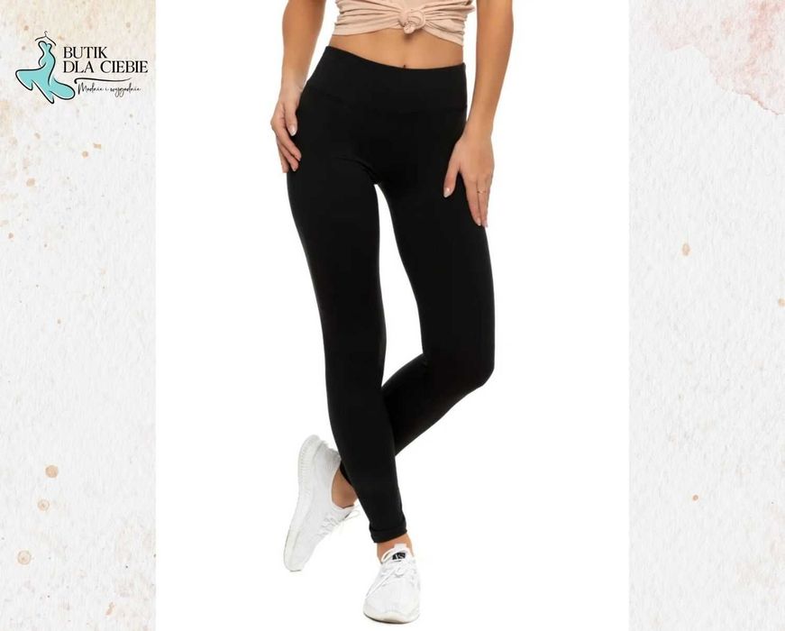 -> Czarne legginsy damskie  – wysoki stan - Peach Touch / Moraj / Rozmiar: L/XL