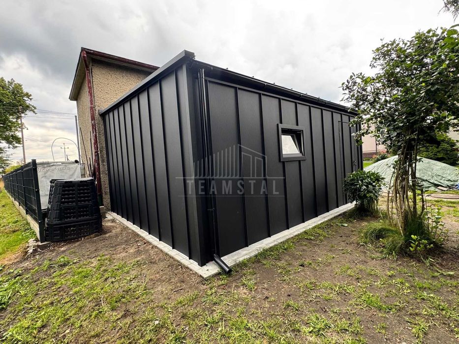 Garaż Blaszany 5x5,5 m brama 2x okno blacha na rąbek rynny TS1164