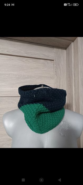 Szal komin z frędzlami handmade