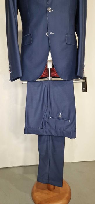 NOWY Garnitur Męski Harison gładki granatowy rozm. S/M/L/XL/XXL Łódź