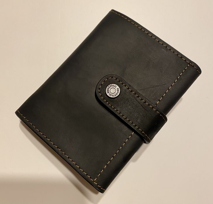 Carteira pele genuína anti-roubo RFID c/ porta moedas