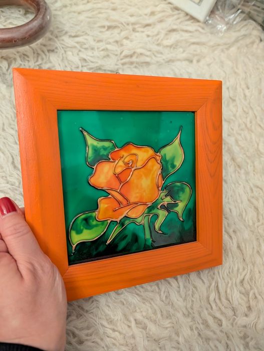 Obrazek witrażowy, witraż w ramce