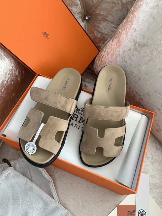 Кожаные шлепанцы hermes chypre