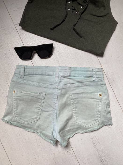Miętowe spodenki bershka bawełna