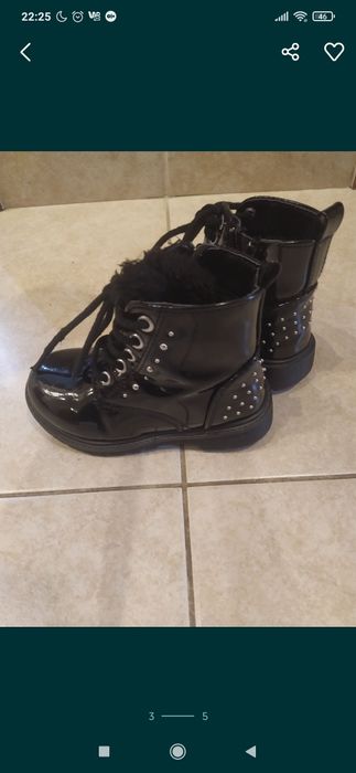 Botki czarne lakierowane dziewczęce 26