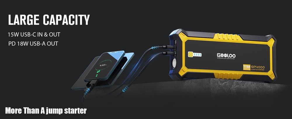 Jump Starter 4000A todos Veículos os gás, motor diesel 12V Lithium