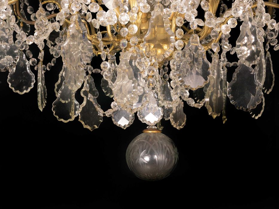 Lustre Cristal Bronze 26 Luzes, Luís XV, Século XIX
