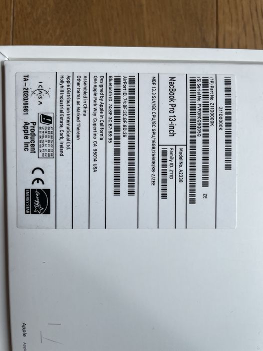MacBook Pro M1 13”/ 16 GB RAM / 256GM SSD