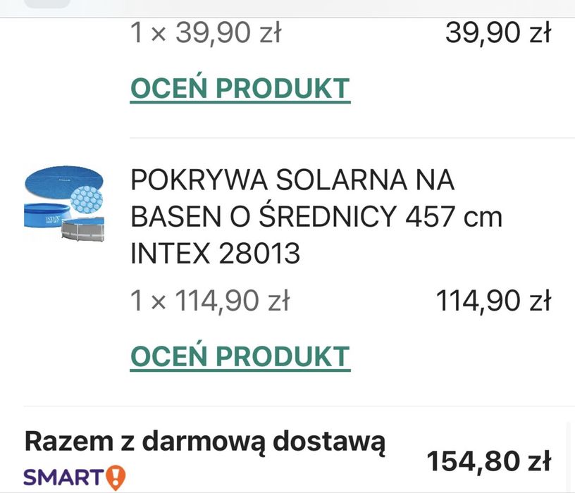 Basen Intex 457 × 122 cm + pompa + drabinka + pokrywa solarna