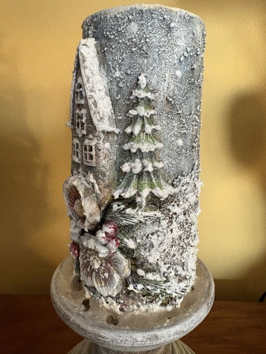 Świecznik świąteczny decoupage