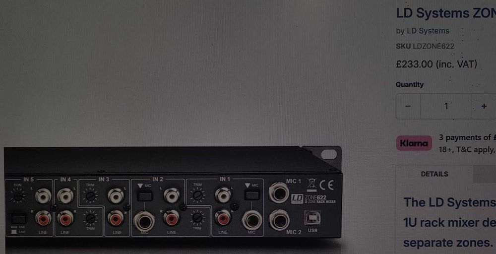 LD Systems ZONE622 - MESA SOM  1U RACK