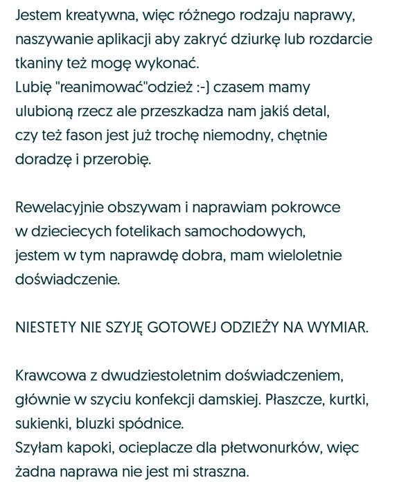 Krawcowa Oława ul. Lipowa 13