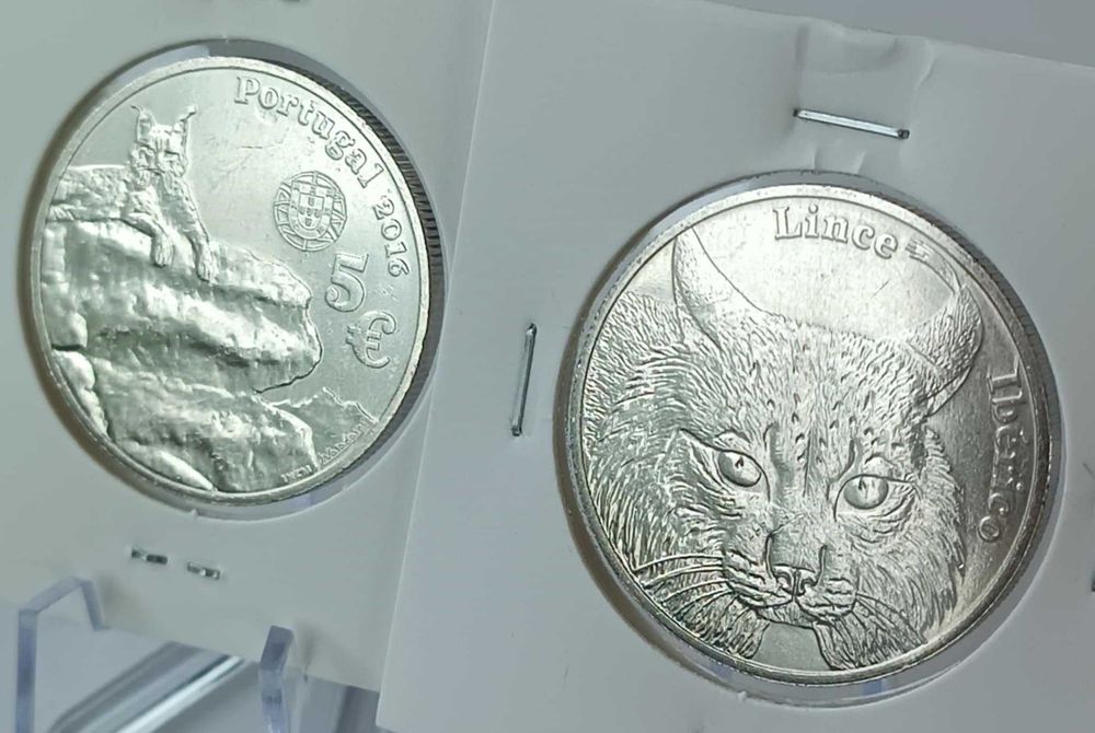 5€ conjunto de 5 Moedas  – Espécies de animais ameaçados.