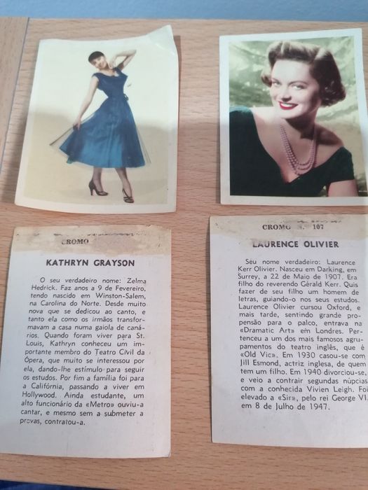 Conjunto de cromos artistas de cinema