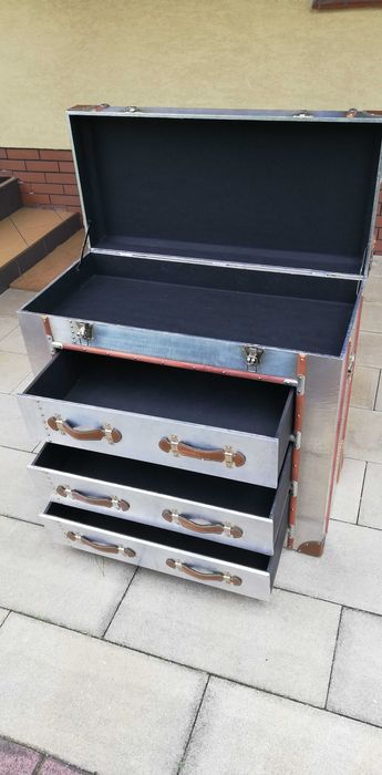 Komoda Aviator skrzynia walizka aluminium szafka kufer inspirowana szu